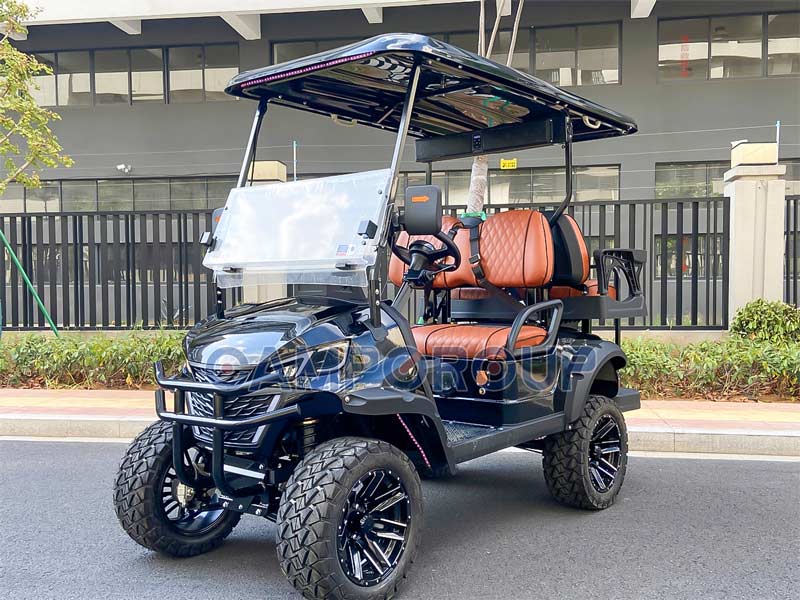 4 seat black golf cart